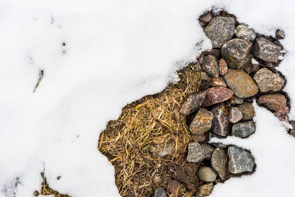 Primavera Una Gran Capa Nieve Derrite Suelo —  Fotos de Stock