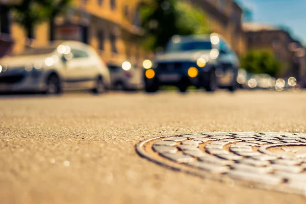 Lato Mieście Pusta Ulica Widok Bliska — Zdjęcie stockowe