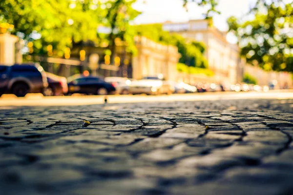 Lato Mieście Pusta Ulica Widok Bliska — Zdjęcie stockowe