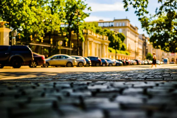 Verano Ciudad Calle Vacía Vista Cerca — Foto de Stock