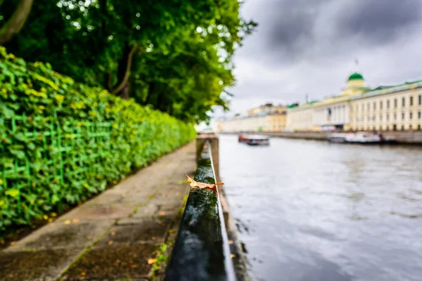 Rainy Autumn Day City Alley Park River — Stock Photo, Image