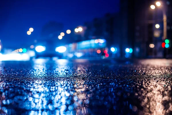 Notte Piovosa Nel Centro Commerciale Parcheggio File Auto Parcheggiate — Foto Stock