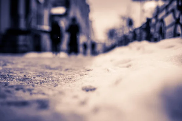 Invierno Nevado Gran Ciudad Calle Nevada Coches —  Fotos de Stock