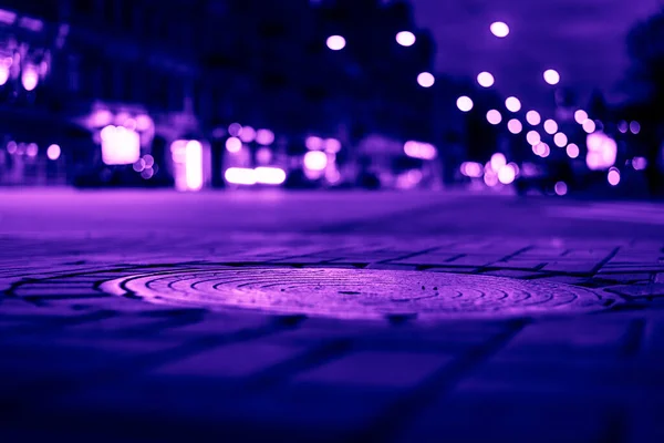 Nuits Lumières Grande Ville Avenue Nuit Avec Des Voitures Conduite — Photo