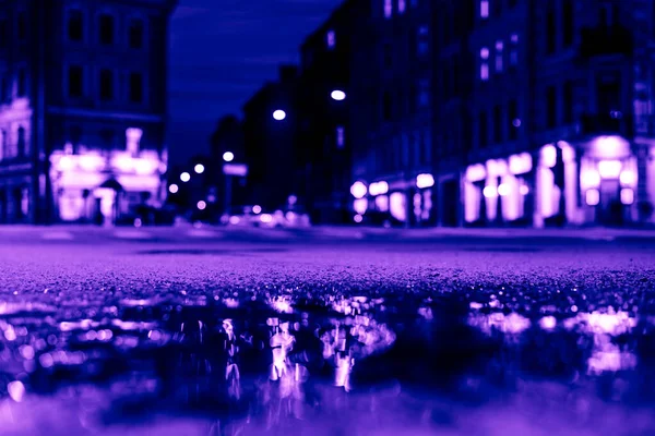 Ночные Огни Большого Города Ночная Аллея Закрыть Вид — стоковое фото