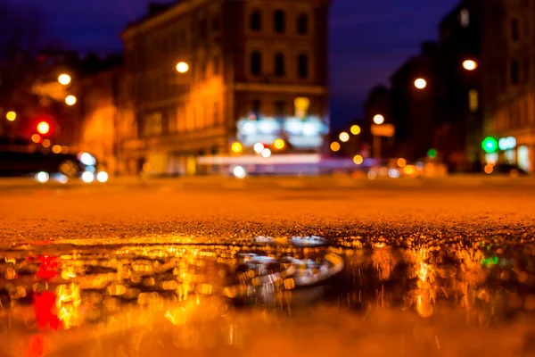 Nächtliche Lichter Der Großstadt Die Nachtallee Nahsicht — Stockfoto