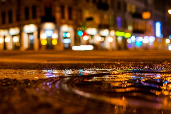 Luci Notturne Della Grande Città Viale Notturno Vista Vicino — Foto Stock