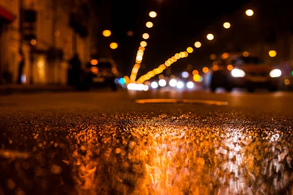 Nächtliche Lichter Der Großstadt Die Nachtallee Nahsicht — Stockfoto