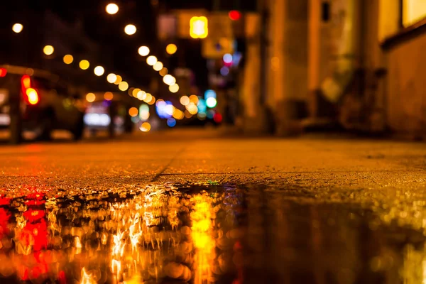 Noches Luces Gran Ciudad Avenida Nocturna Con Coches Conducción —  Fotos de Stock