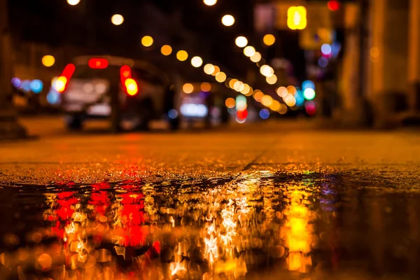 Luzes Noturnas Cidade Grande Avenida Noturna Vista Perto — Fotografia de Stock