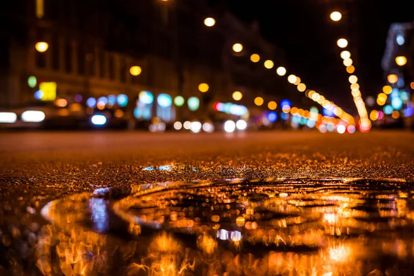 Luci Notturne Della Grande Città Viale Notturno Con Guida Auto — Foto Stock