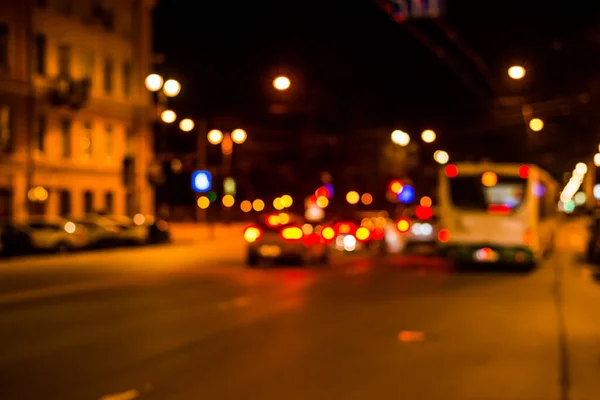 Nächtliche Lichter Der Großstadt Die Nachtallee Nahsicht — Stockfoto