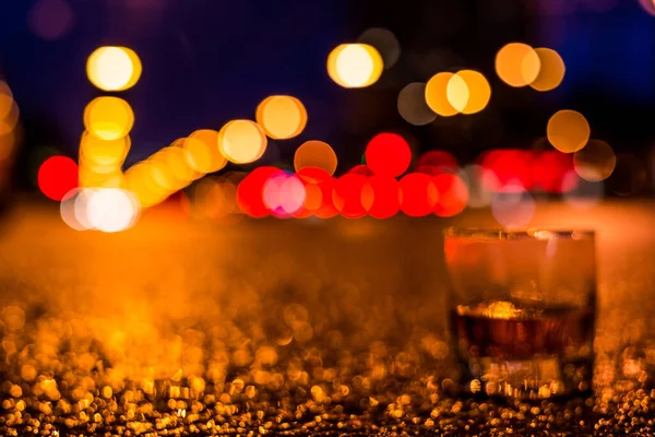 Lights City Night Glass Alcohol — Stock Photo, Image