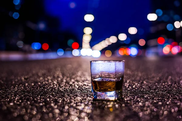 Lights City Night Glass Alcohol — Stock Photo, Image