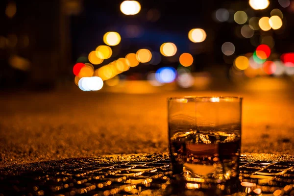 Lights City Night Glass Alcohol — Stock Photo, Image