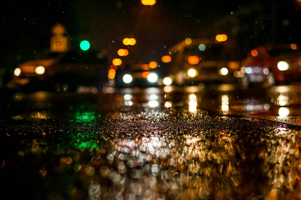 Noite Chuvosa Cidade Grande Estrada Vazia Depois Chuva — Fotografia de Stock