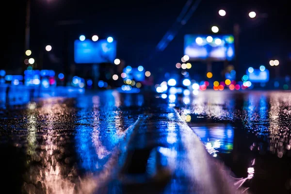 Regenachtige Nacht Grote Stad Auto Natte Snelweg — Stockfoto