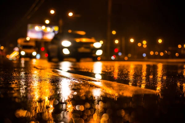 Regenachtige Nacht Grote Stad Lege Snelweg Regen — Stockfoto