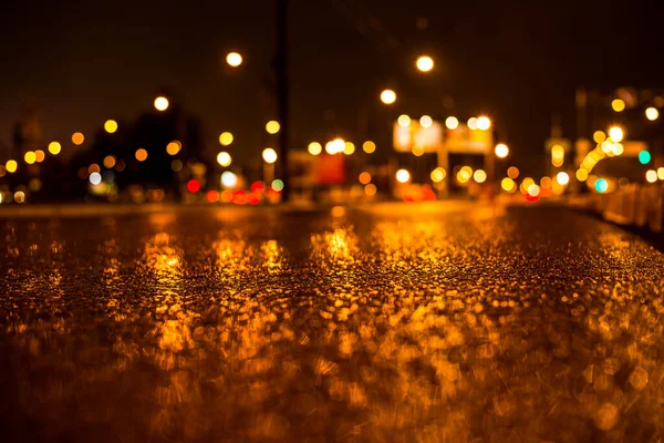 Notte Piovosa Nella Grande Città Autostrada Vuota Dopo Pioggia — Foto Stock