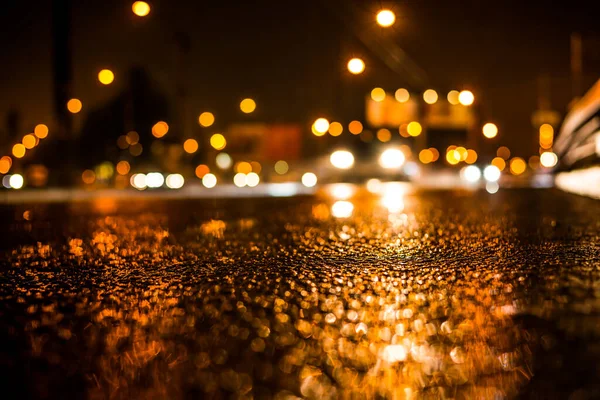 Noche Lluviosa Gran Ciudad Coches Que Viajan Por Carretera Mojada — Foto de Stock