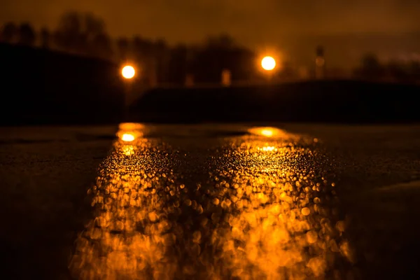 Parkgränd Natten Ljuset Från Lyktorna — Stockfoto