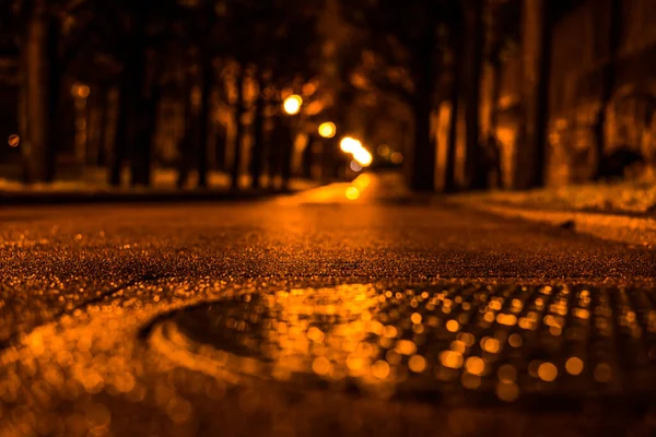 Taman Gang Malam Hari Cahaya Dari Lentera — Stok Foto