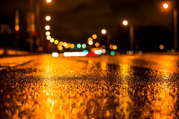 Notte Piovosa Nella Grande Città Autostrada Che Passa Attraverso Una — Foto Stock