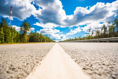 Kırsal yol ormandan geçiyor. th düzeyinden görüntüle