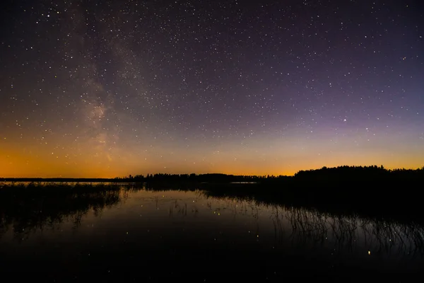 Stars Milky Way Sky Lake — Foto de Stock