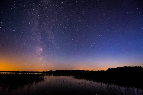 Stars Milky Way Sky Lake — Foto de Stock