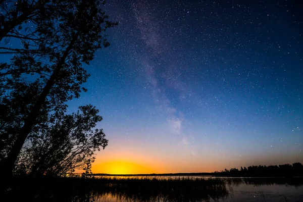 Stars Milky Way Sky Lake Imagen De Stock