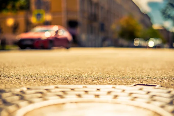 Clear Day Big City Quiet Street Trees Cars — Foto de Stock