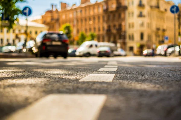 Clear Day Big City Cars Parked City Street View — Foto de Stock