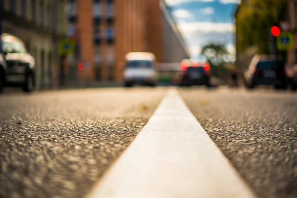 Autumn City Intersection Cars Riding Vie — Foto de Stock