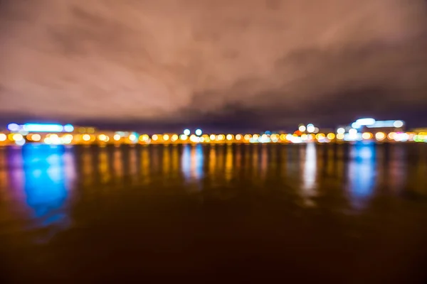 Lights City Night View Waterfront Defoc — Foto de Stock