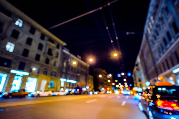 Nachtlampjes Van Grote Stad Nachtlaan Het Licht Van Lant — Stockfoto