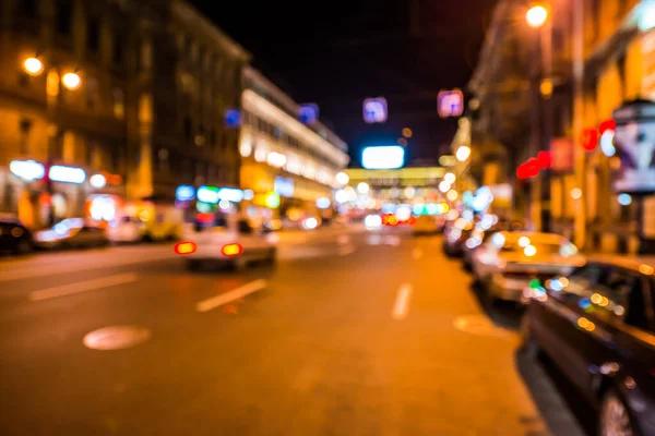 Nächte Lichter Der Großstadt Auto Fahren Die Allee Entlang Der — Stockfoto