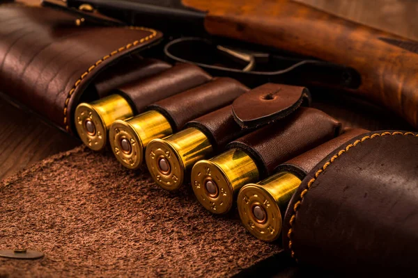 Hunting Ammunition Gauge Leather Bandolier Shotgun — 图库照片