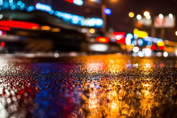 Rainy Night Big City Dense Traffic Busy Intersectio —  Fotos de Stock