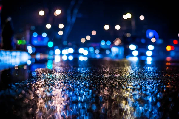 Rainy Night Big City Approaching Headlights Cars Trav —  Fotos de Stock