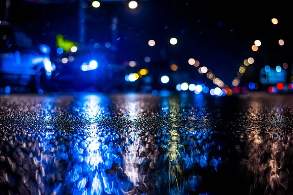 Rainy Night Big City Dense Traffic Busy Avenue — Foto de Stock