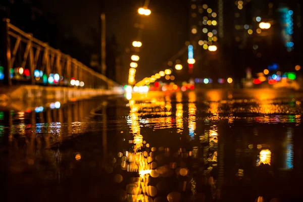 Rainy Night Big City Approaching Headlights Cars Trav —  Fotos de Stock