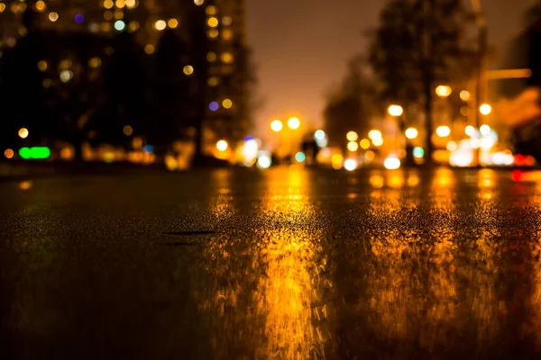 Noite Chuvosa Cidade Grande Beco Parque Cidade Com Caminhada — Fotografia de Stock