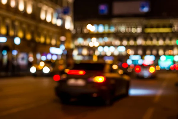 Nachtlichter Der Großstadt Fahrende Autos — Stockfoto