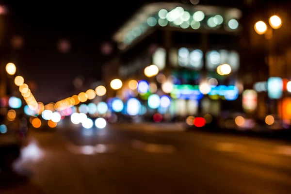 Nachtstadt Nachtleben Auf Den Straßen Gebäude Lichtern — Stockfoto