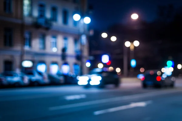 Nachtstadt Nachtleben Auf Den Straßen Gebäude Lichtern — Stockfoto