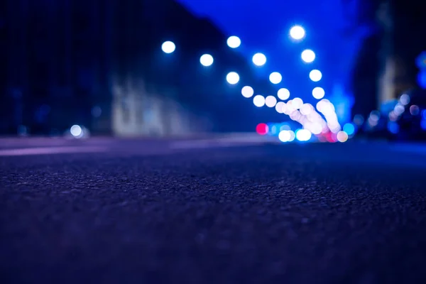 Luzes Noturnas Cidade Grande Avenida Noturna Com Lanternas — Fotografia de Stock