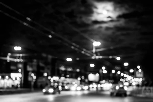 Cidade Noturna Após Chuva Lua Sobre Estrada Que Carro — Fotografia de Stock