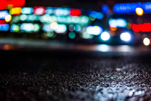 Luzes Noturnas Cidade Grande Vitrines Brilhantes Carros Ligados — Fotografia de Stock