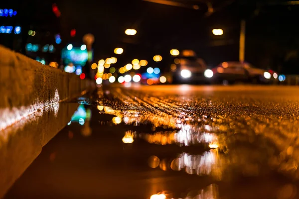 Città Notte Dopo Pioggia Riflesso Della Città Notte Nella — Foto Stock